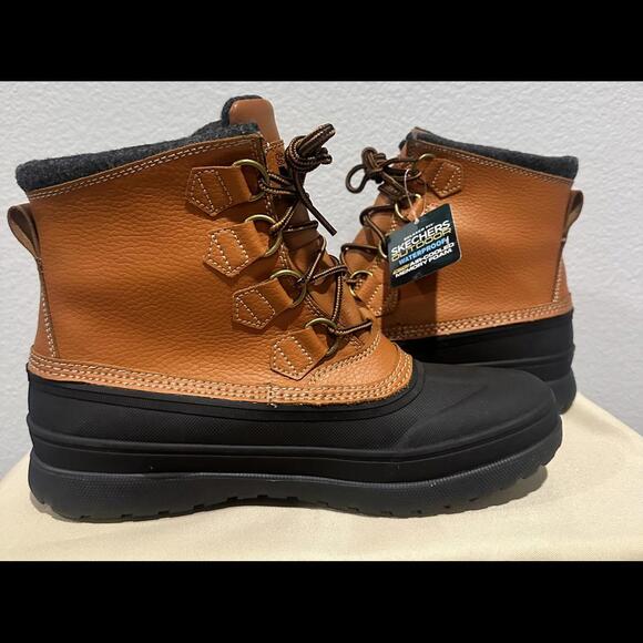 New Skechers Relaxed Fit Waterproof Wealer Muck Morrow Leather Boots Men's 9 - Picture 1 of 7